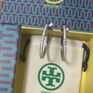Tory Burch Shiny Silver Hoops